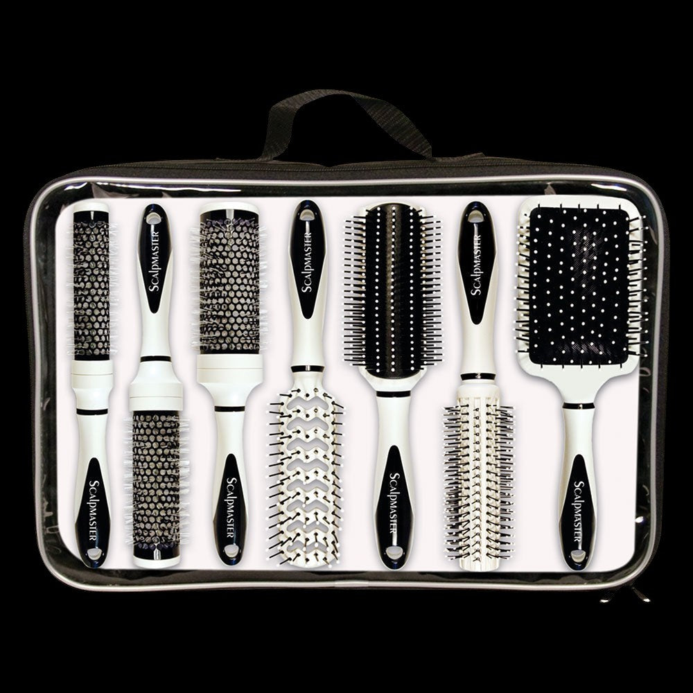 Scalpmaster 7pc Ceramic Brush Set W/ Carry Case by Beauty Supply 123 Outlet