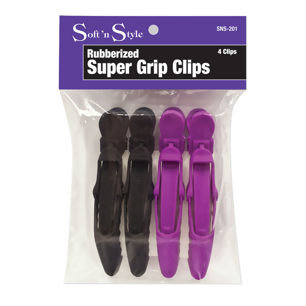 Soft 'N Style Rubberized Super Grip Clips - 4 Pack by Beauty Supply 123 Outlet