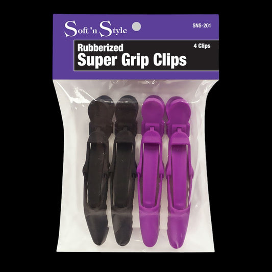 Soft 'N Style Rubberized Super Grip Clips - 4 Pack by Beauty Supply 123 Outlet