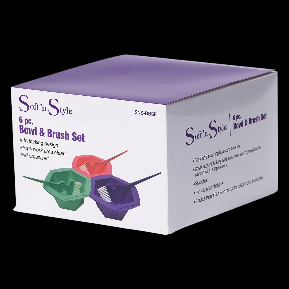Soft 'N Style Interlocking Bowl and Brush Set by Beauty Supply 123 Outlet