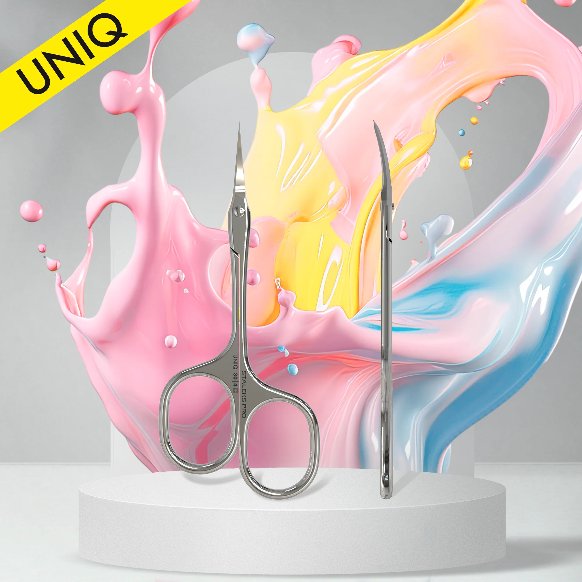 Professional Cuticle Scissors "Asymmetric" UNIQ 30 TYPE 4 -SQ-30/4- STALEKS by kvadrat store