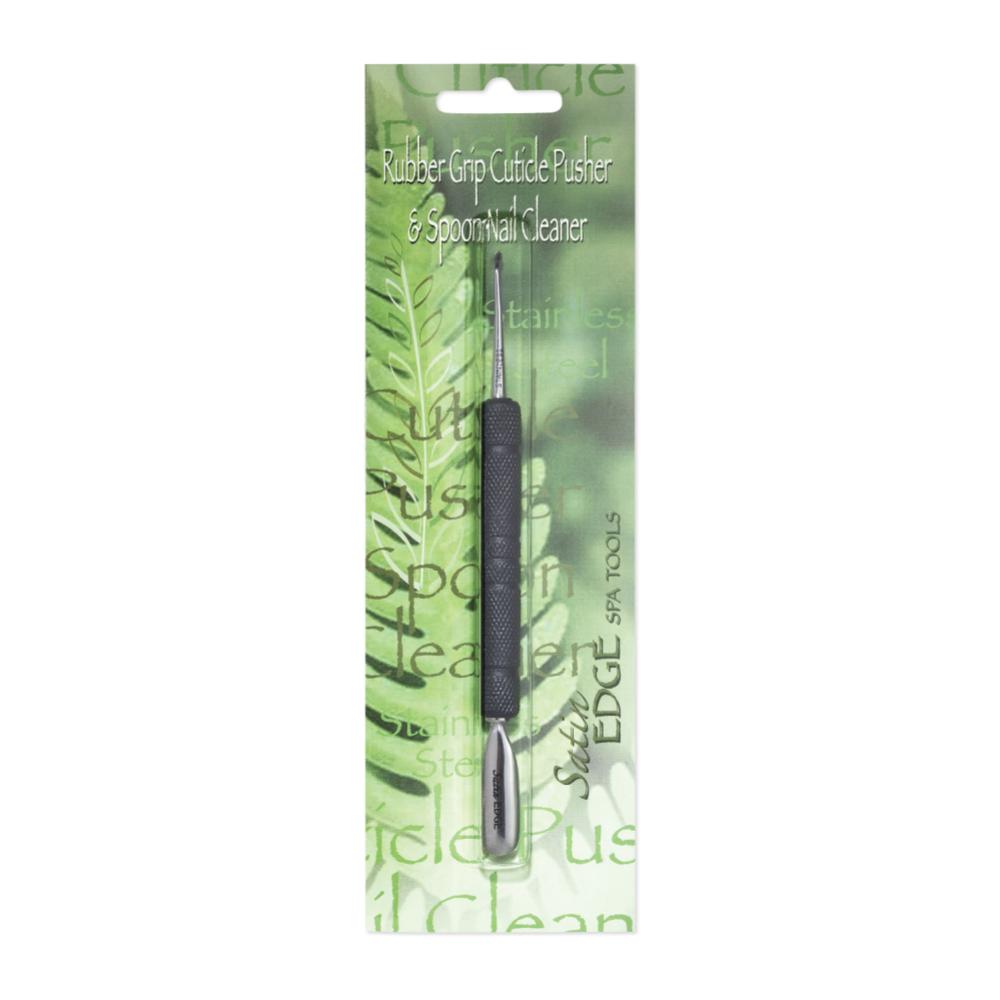 Satin Edge Rubber Grip Cuticle Pusher and Spoon Nail Cleaner by Beauty Supply 123 Outlet