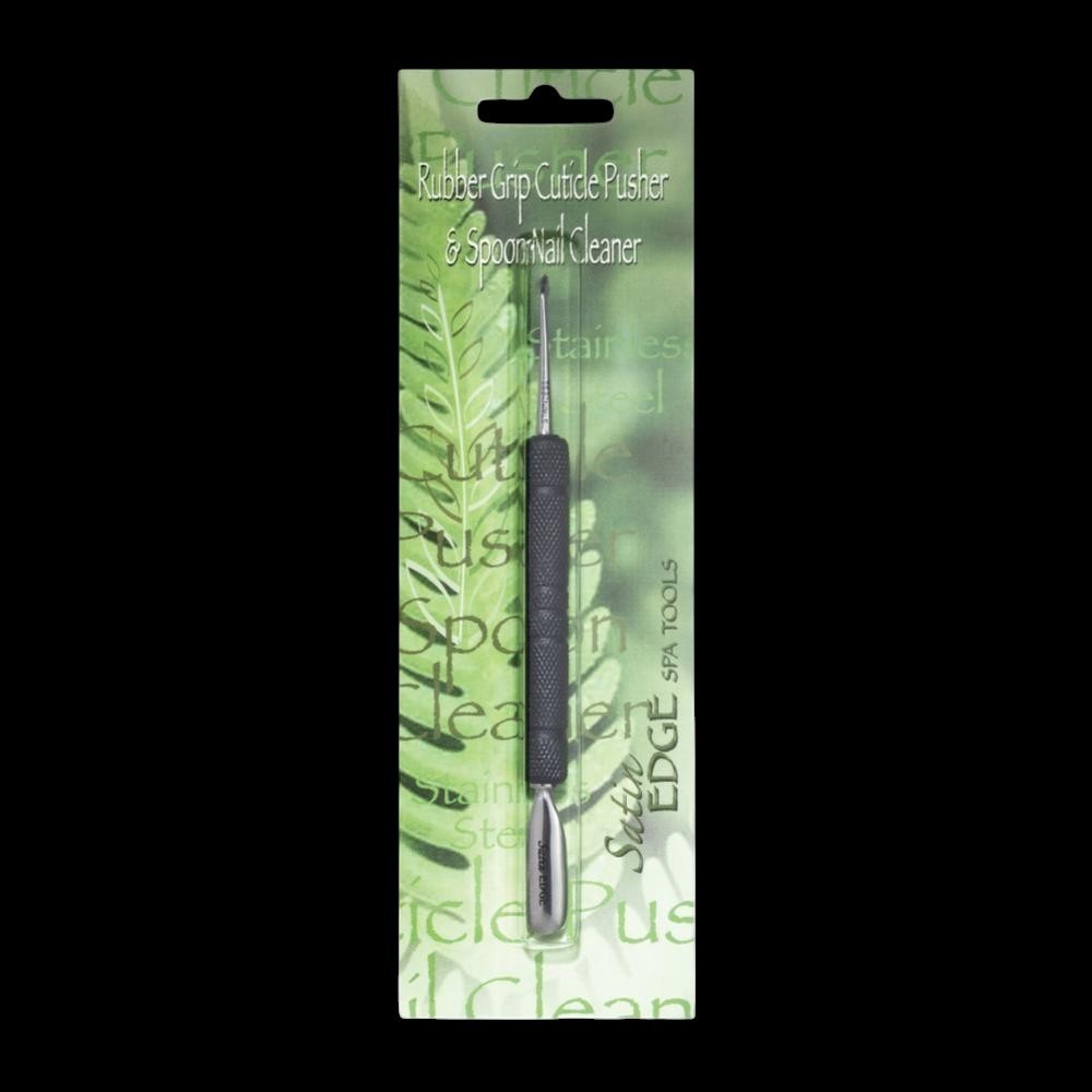 Satin Edge Rubber Grip Cuticle Pusher and Spoon Nail Cleaner by Beauty Supply 123 Outlet