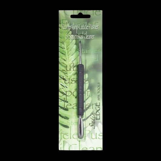 Satin Edge Rubber Grip Cuticle Pusher and Spoon Nail Cleaner by Beauty Supply 123 Outlet