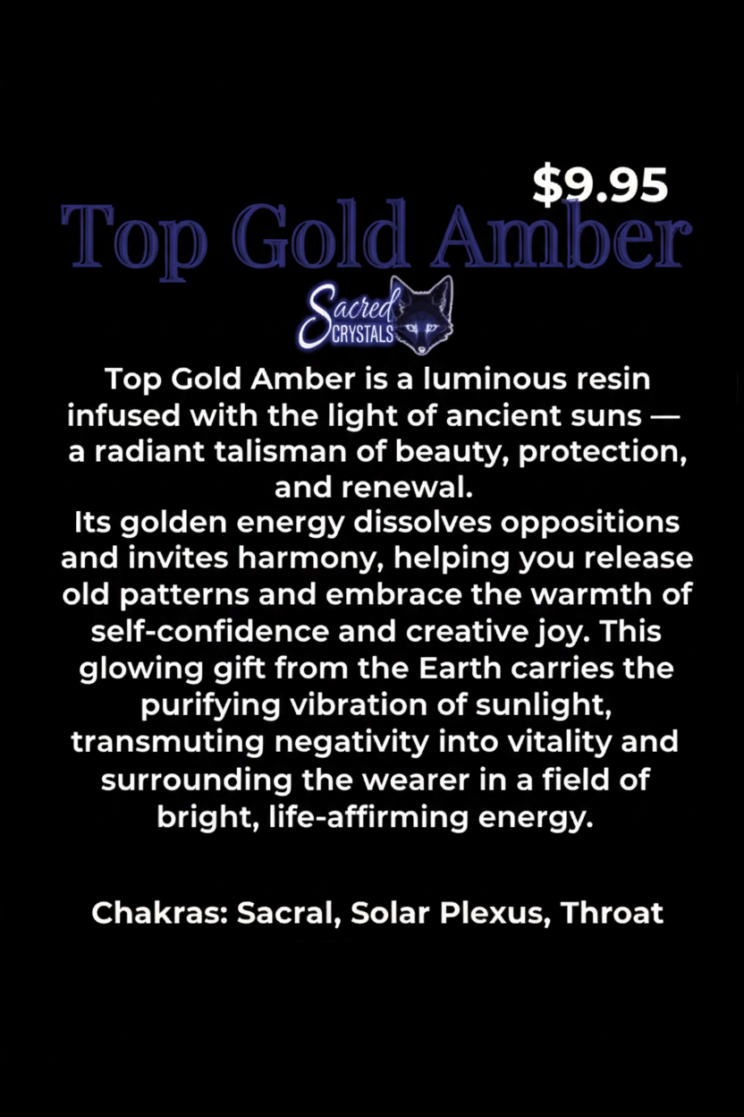 Product label for Top Gold Amber with text and price