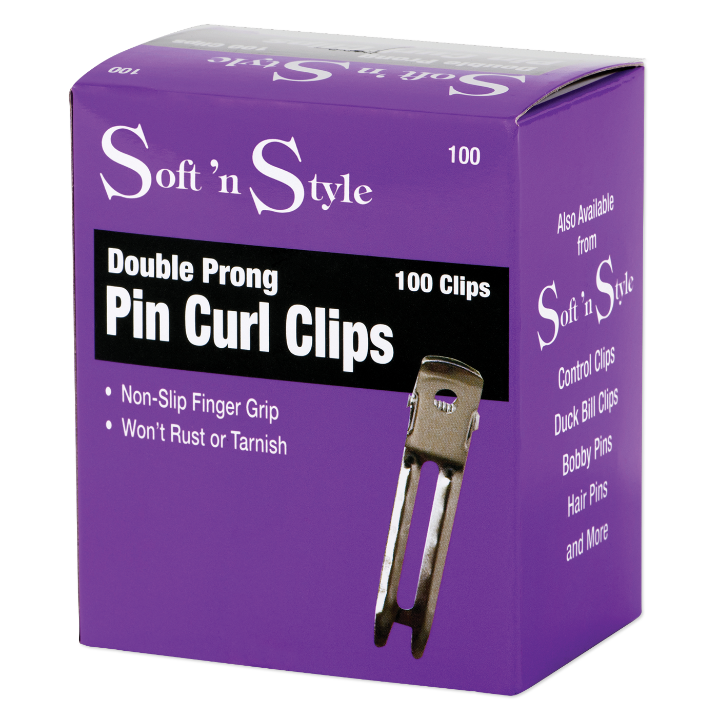 Soft 'n Style Double Prong Clips, Box of 100 by Beauty Supply 123 Outlet