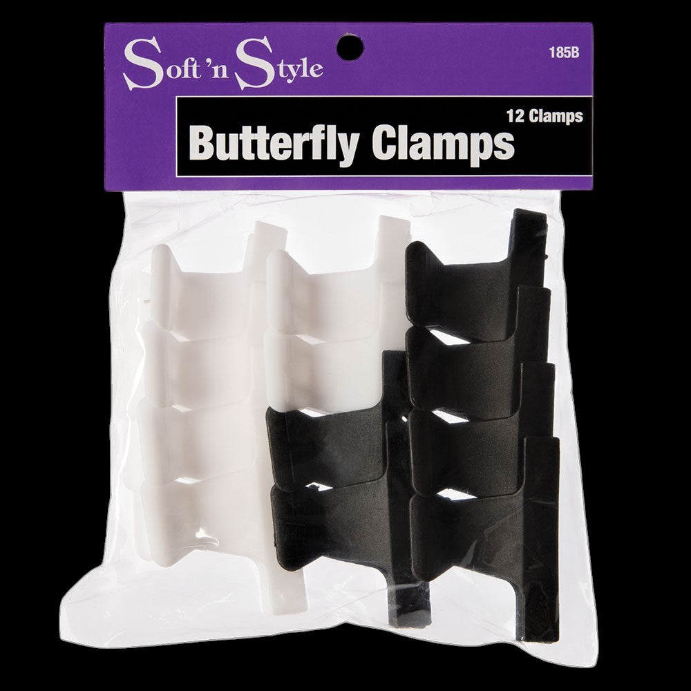 Soft 'N Style Butterfly 2" Clamps - Black and White by Beauty Supply 123 Outlet