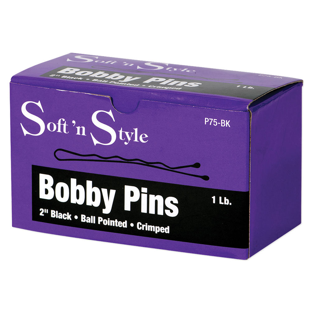 Soft 'N Style 2" Black Bobby Pins - 1lb by Beauty Supply 123 Outlet