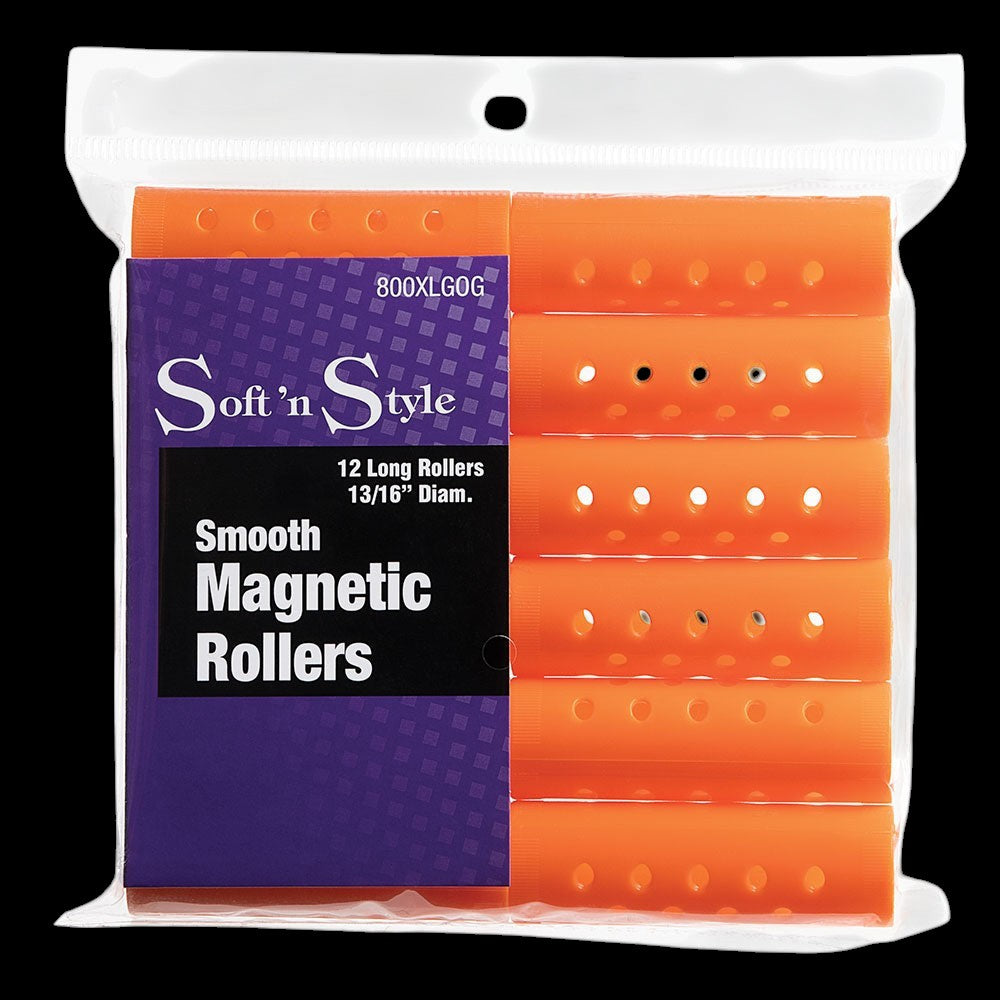 Soft 'N Style Smooth Magnetic Hair Rollers - Long Orange by Beauty Supply 123 Outlet