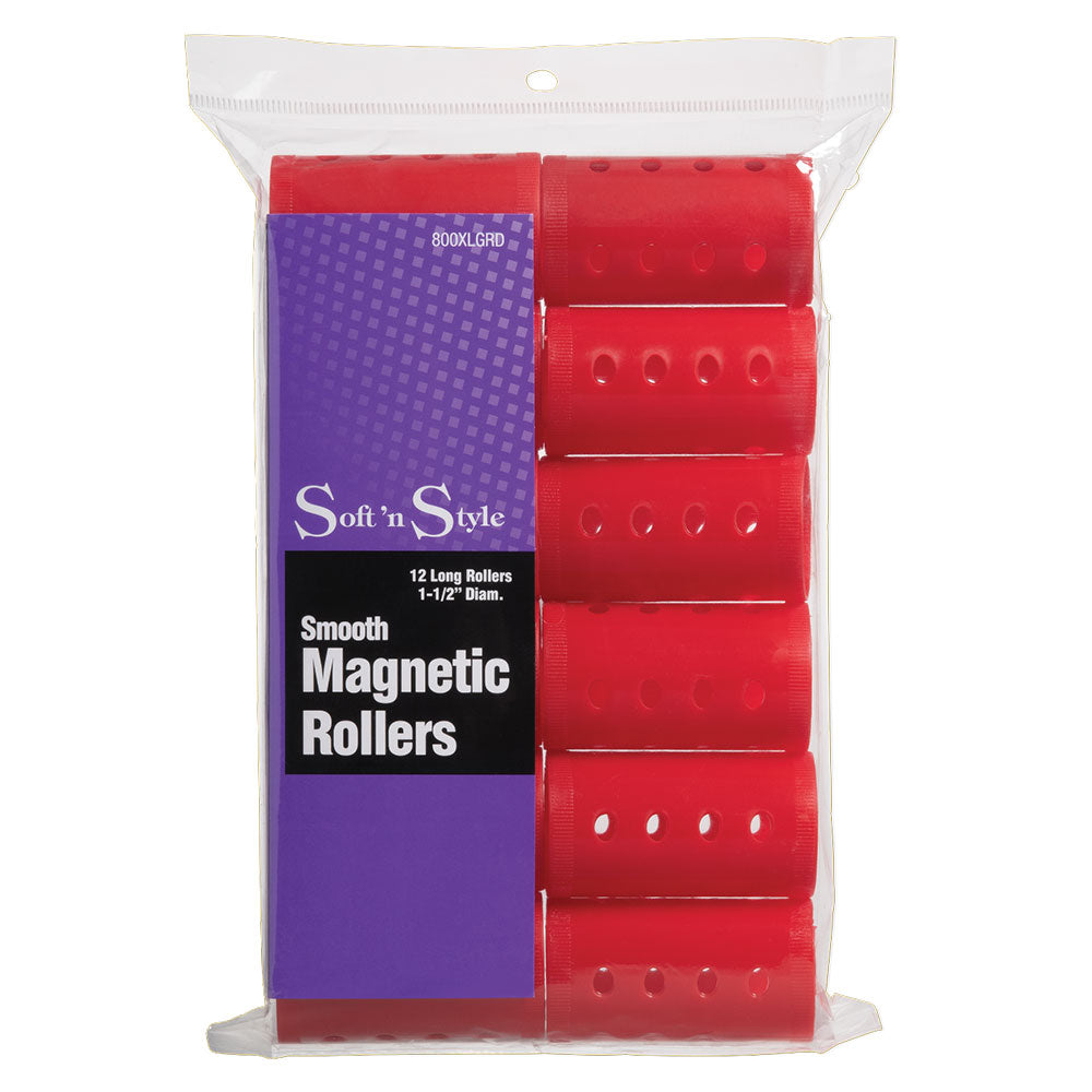 Soft 'N Style Smooth Magnetic Hair Rollers - Long Red by Beauty Supply 123 Outlet