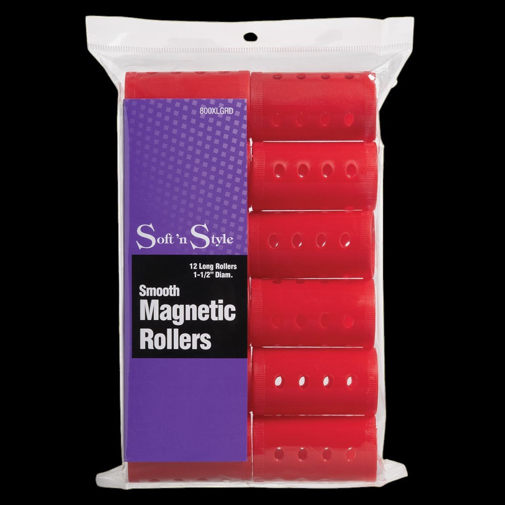 Soft 'N Style Smooth Magnetic Hair Rollers - Long Red by Beauty Supply 123 Outlet