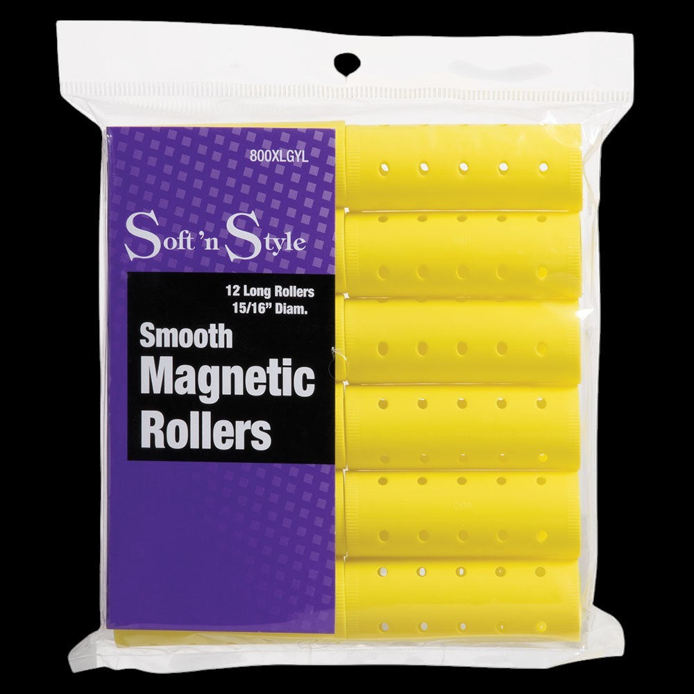 Soft 'N Style Smooth Magnetic Hair Rollers - Long Yellow by Beauty Supply 123 Outlet
