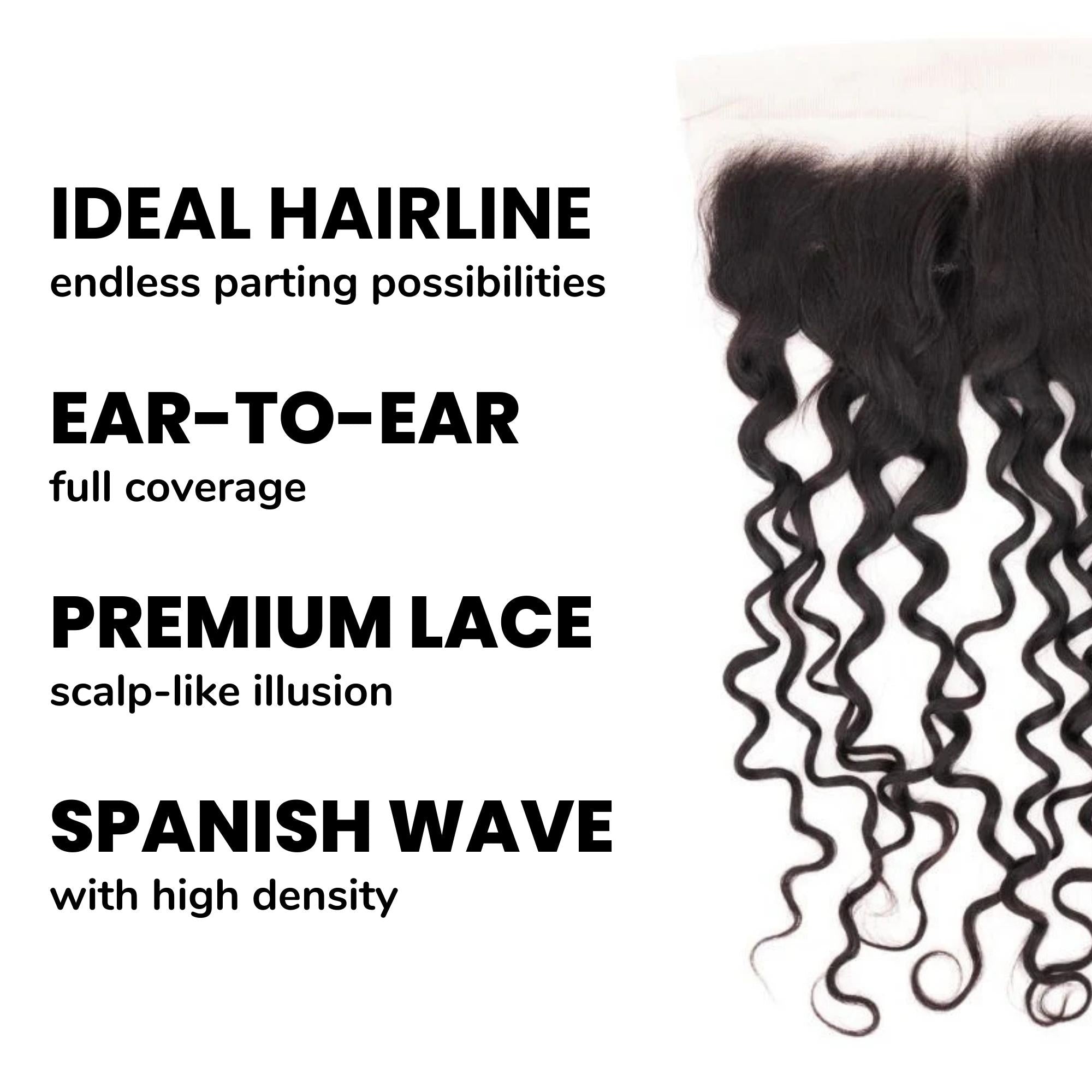 Spanish Wave 13x4 Transparent Lace Human Hair Frontal by Private Label