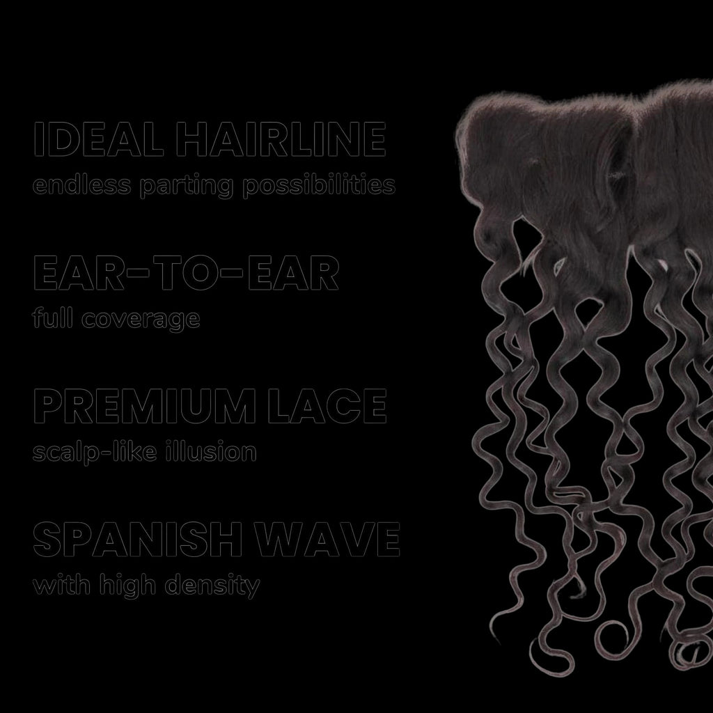 Spanish Wave 13x4 Transparent Lace Human Hair Frontal by Private Label