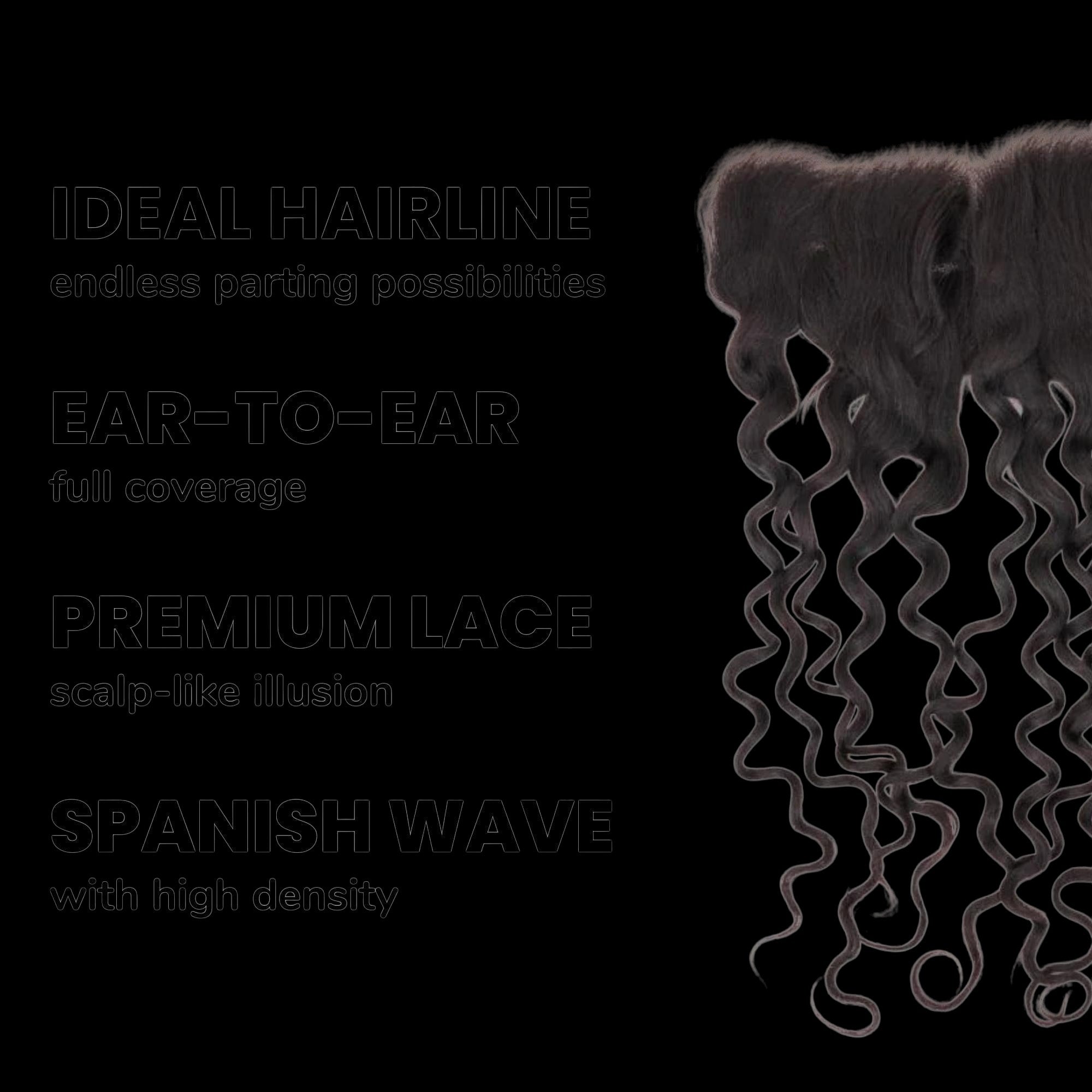 Spanish Wave 13x4 Transparent Lace Human Hair Frontal by Private Label