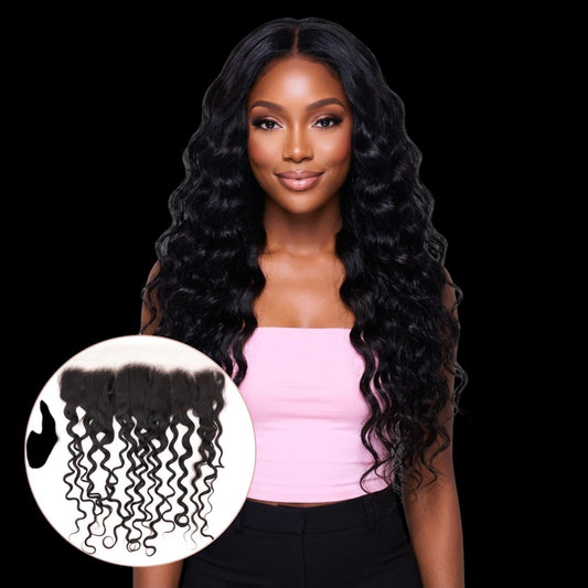 Spanish Wave 13x4 Transparent Lace Human Hair Frontal by Private Label