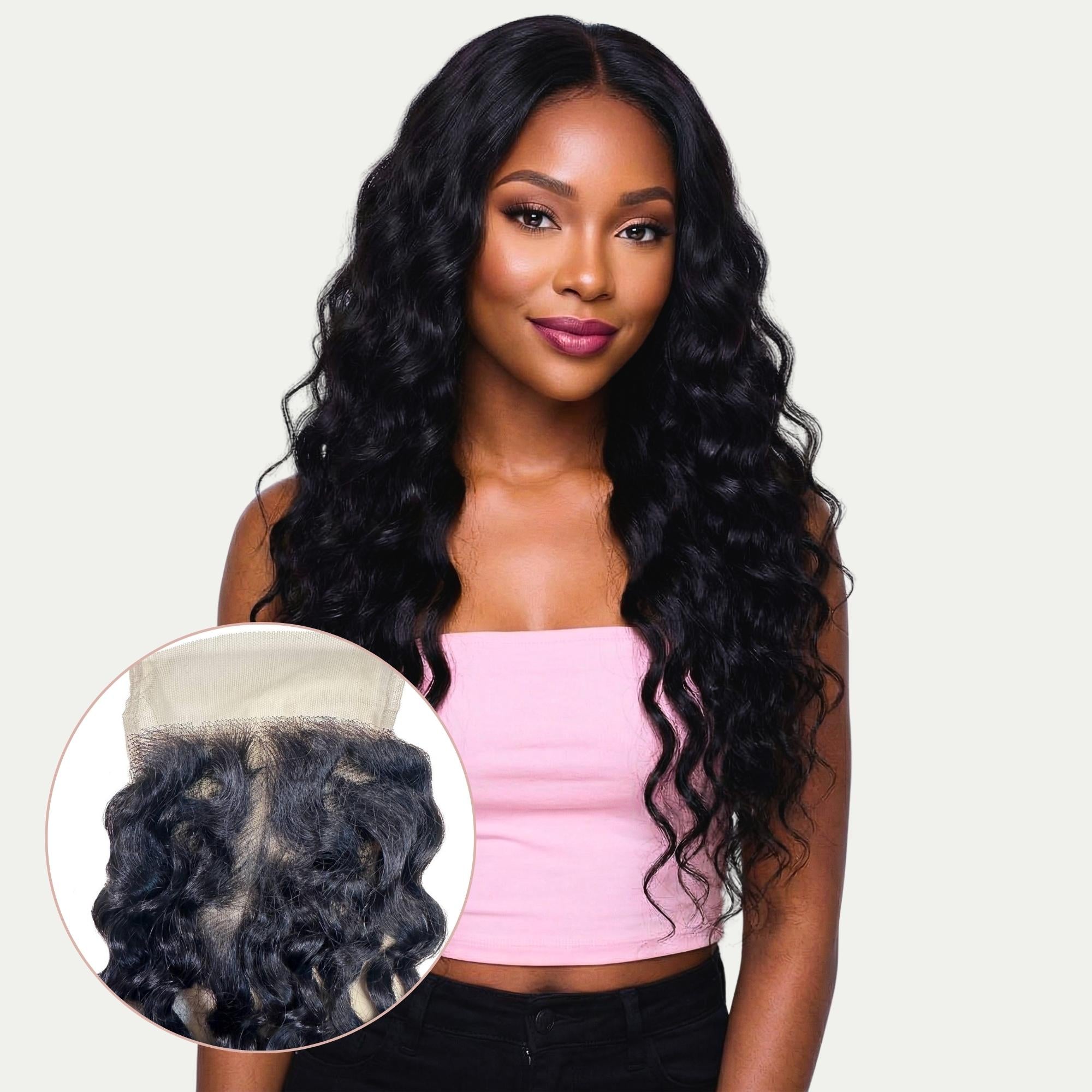 Spanish Wave 4x4 Transparent Lace Human Hair Closure by Private Label