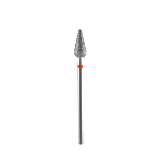 DIAMOND NAIL DRILL BIT, "ROUNDED PEAR", RED, HEAD DIAMETER 5/12MM (FA101R050/12) - STALEKS