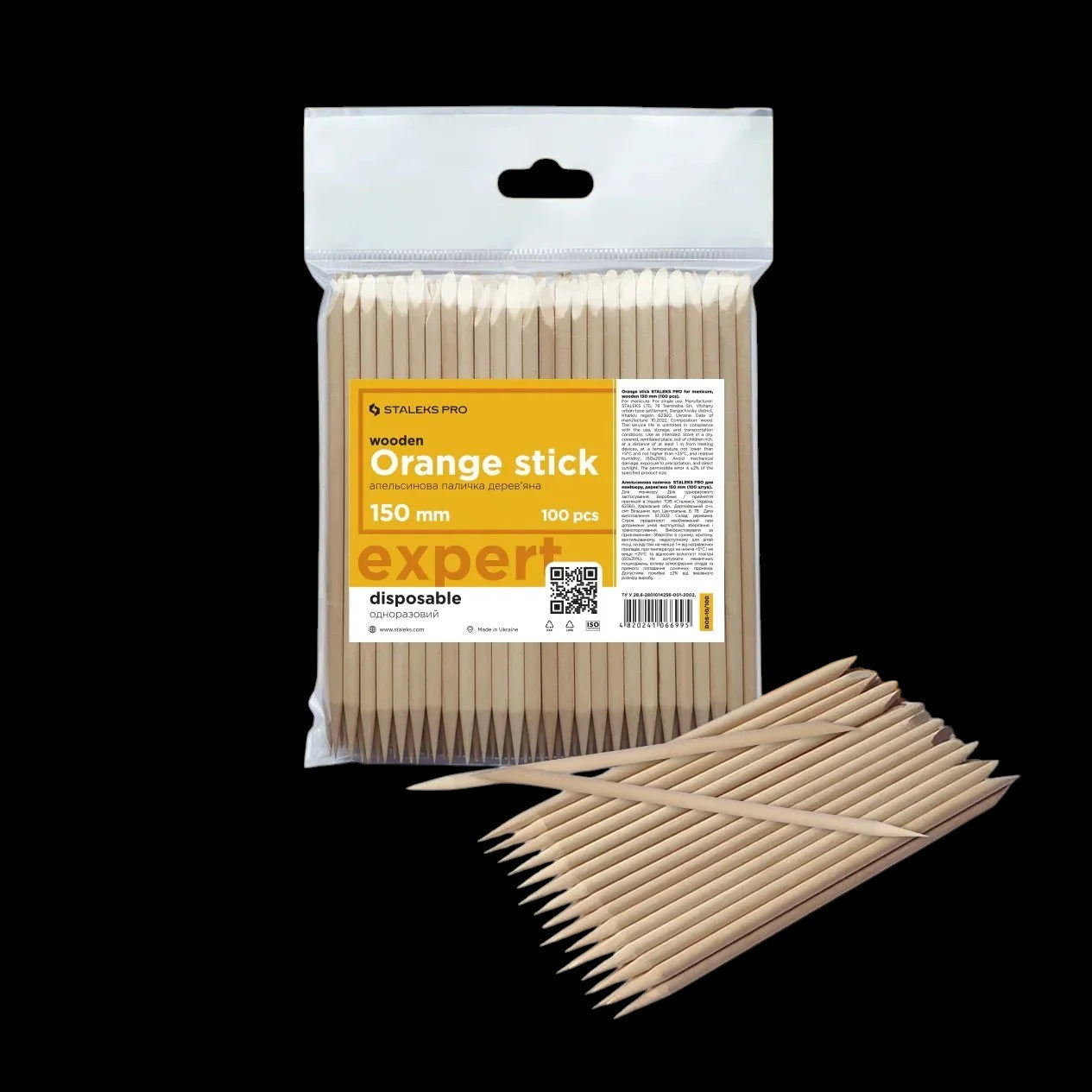 STALEKS PRO ORANGE STICK FOR MANICURE WOODEN 150 MM 100 PCS DOS-10/100 - STALEKS™ by kvadrat store