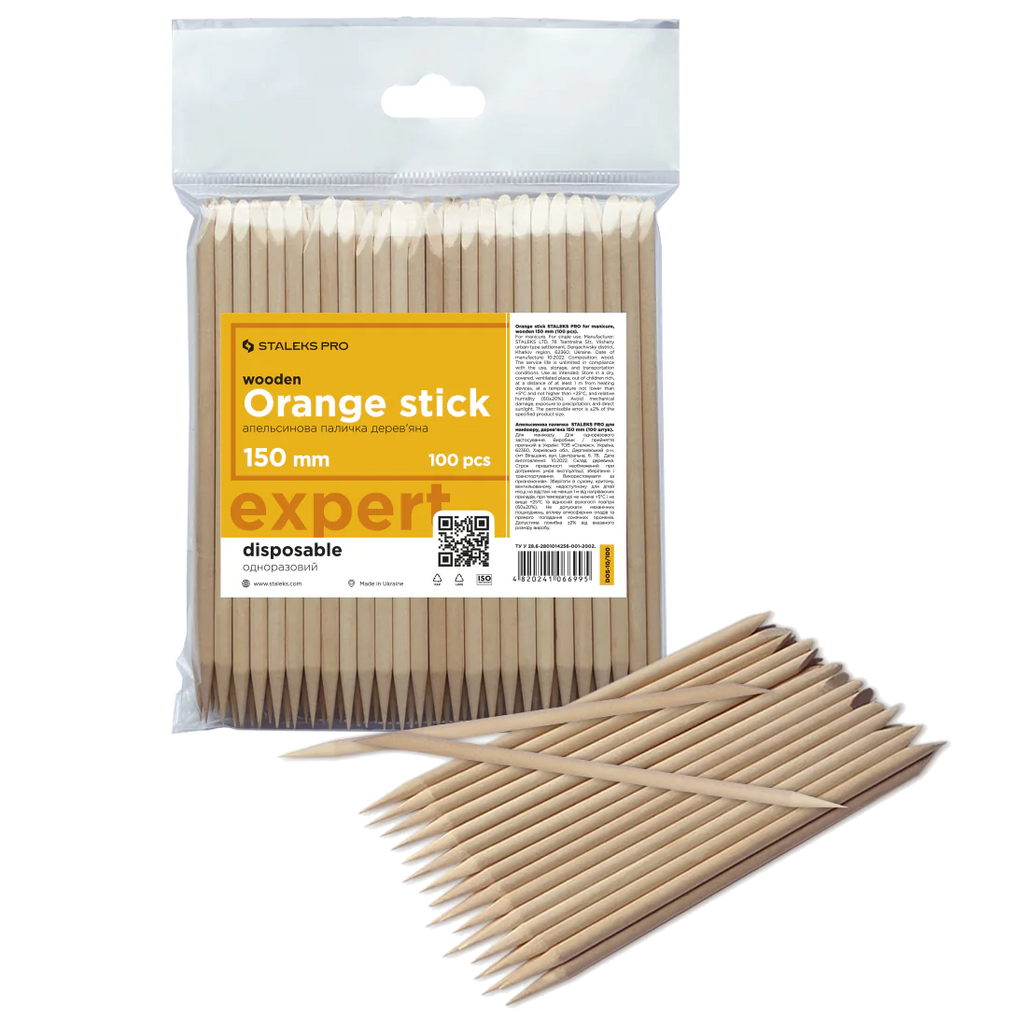 STALEKS PRO ORANGE STICK FOR MANICURE WOODEN 150 MM 100 PCS DOS-10/100 - STALEKS™ by kvadrat store