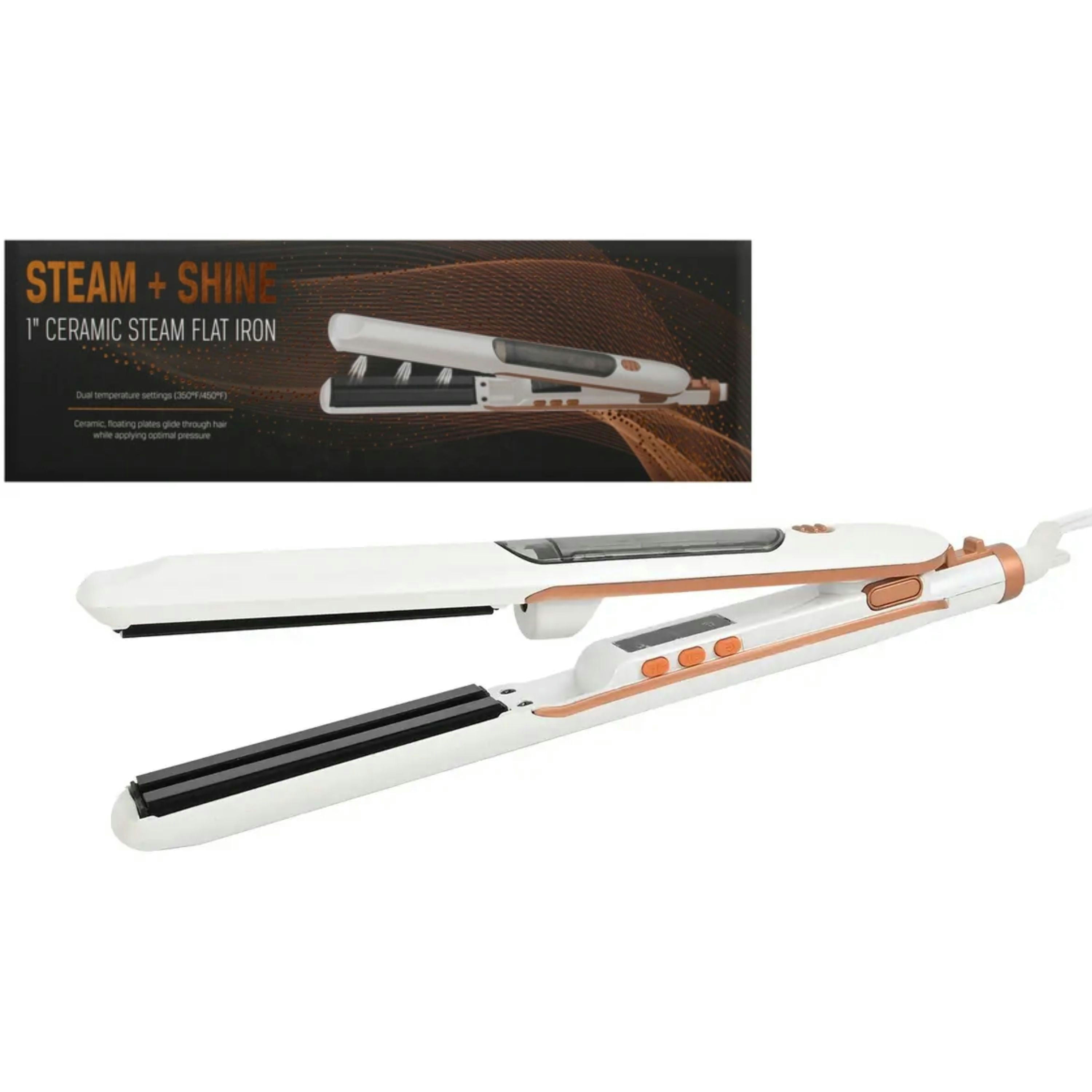 Steam + Shine 1" Ceramic Steam Flat Iron by VYSN