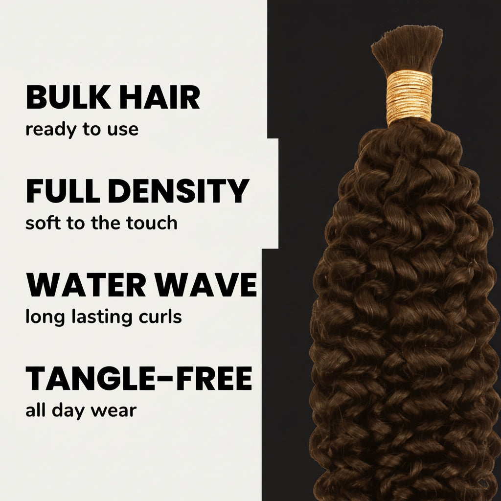 Water Wave Bulk 100% Human Braiding Hair by Private Label