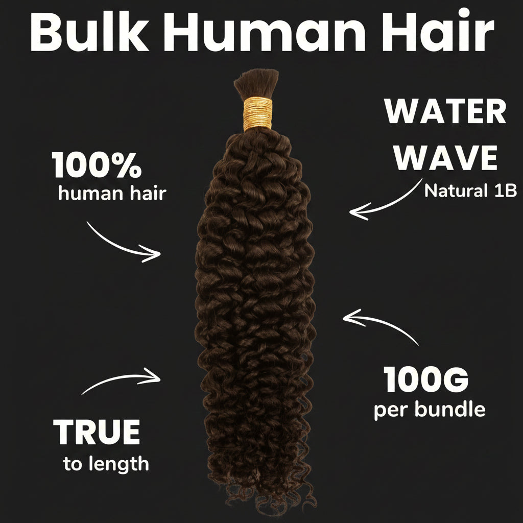 Water Wave Bulk 100% Human Braiding Hair by Private Label