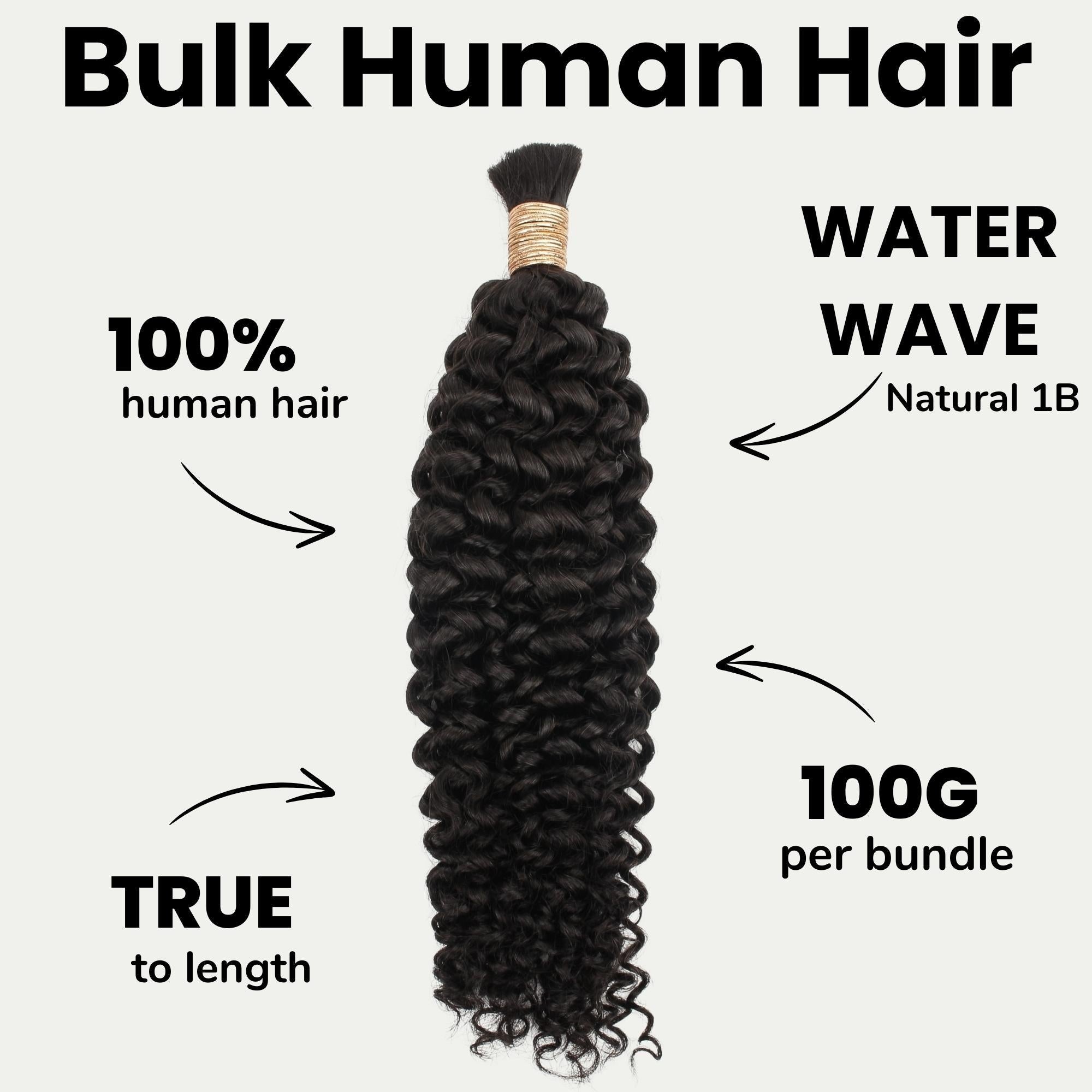 Water Wave Bulk 100% Human Braiding Hair by Private Label
