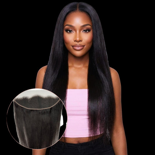 Yaki Straight 13x4 HD Lace Human Hair Frontal by Private Label