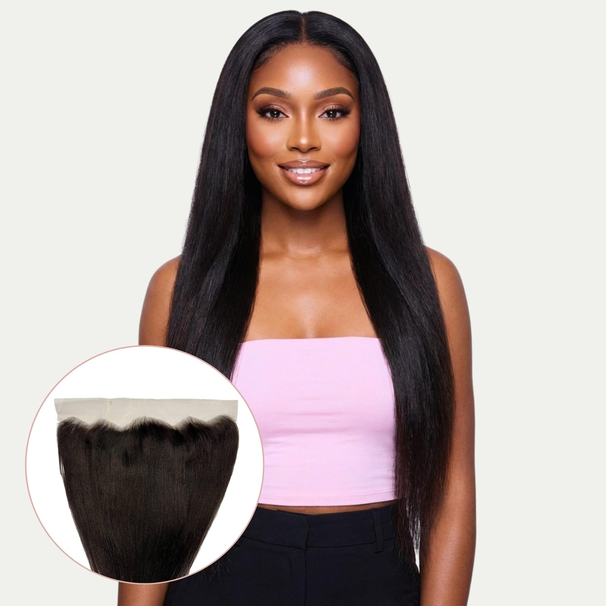 Yaki Straight 13x4 Transparent Lace Human Hair Frontal by Private Label