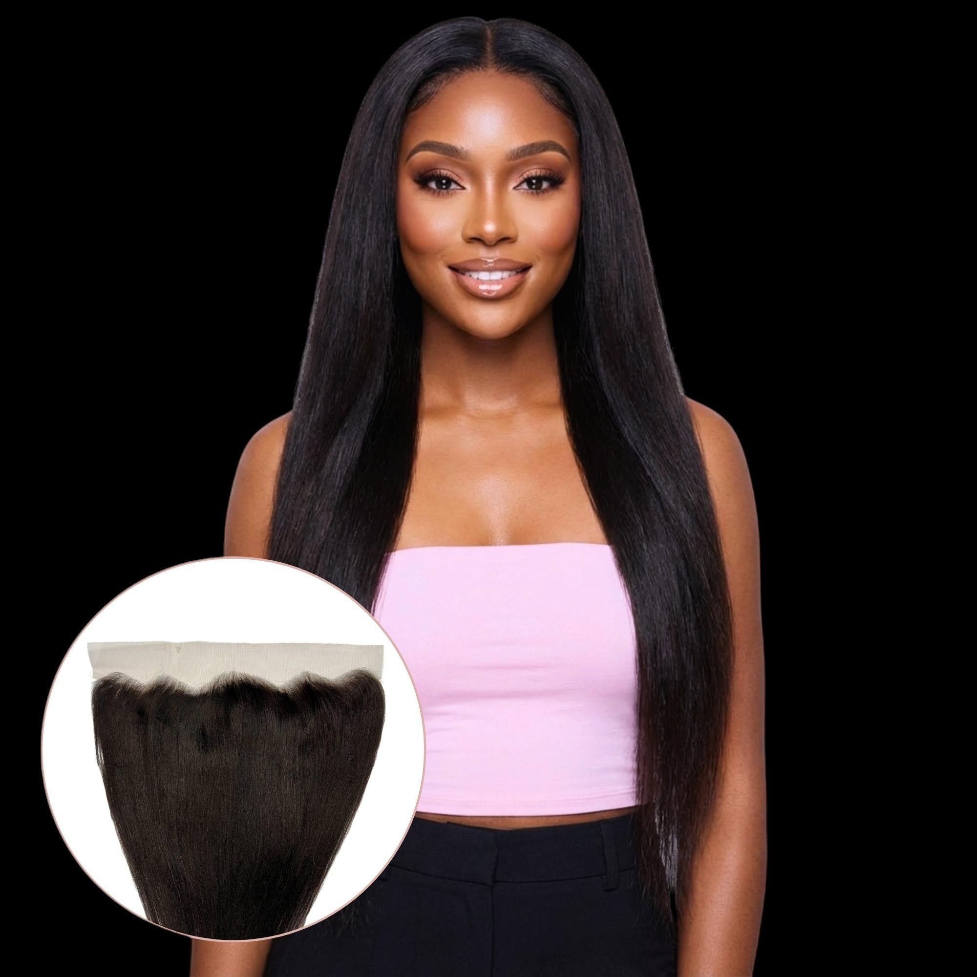 Yaki Straight 13x4 Transparent Lace Human Hair Frontal by Private Label