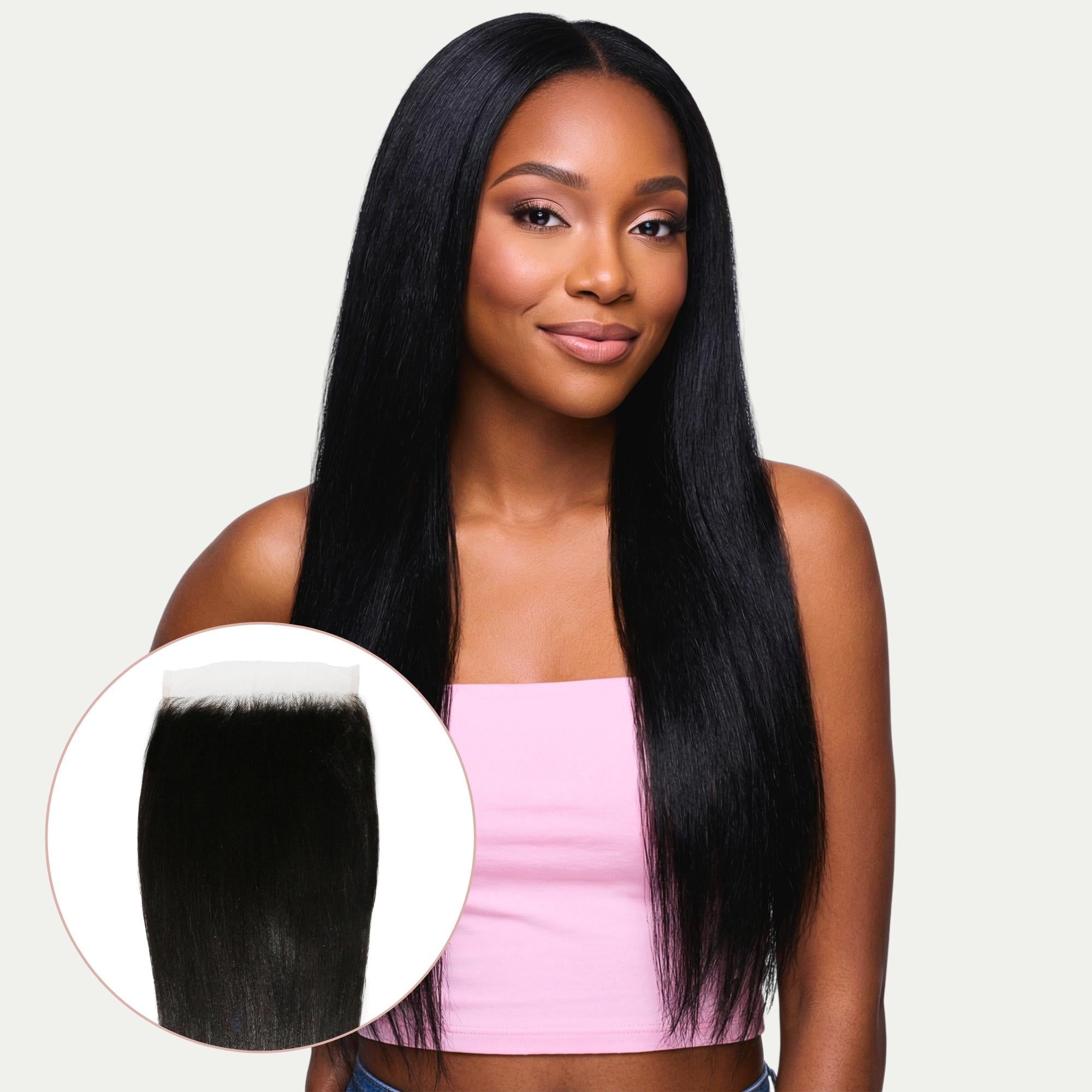 Yaki Straight 6x6 HD Lace Human Hair Closure by Private Label