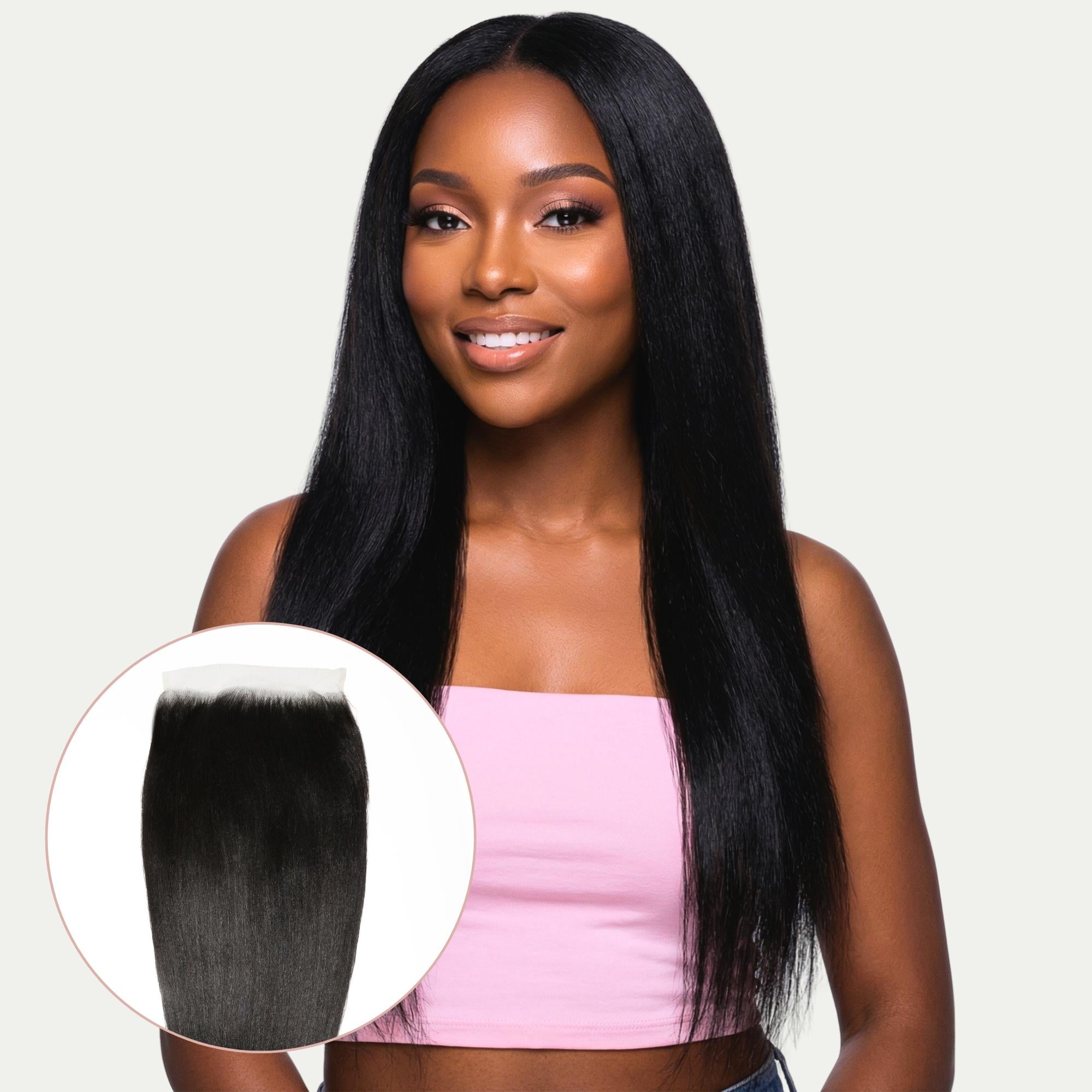 Yaki Straight 7x7 HD Lace Human Hair Closure by Private Label