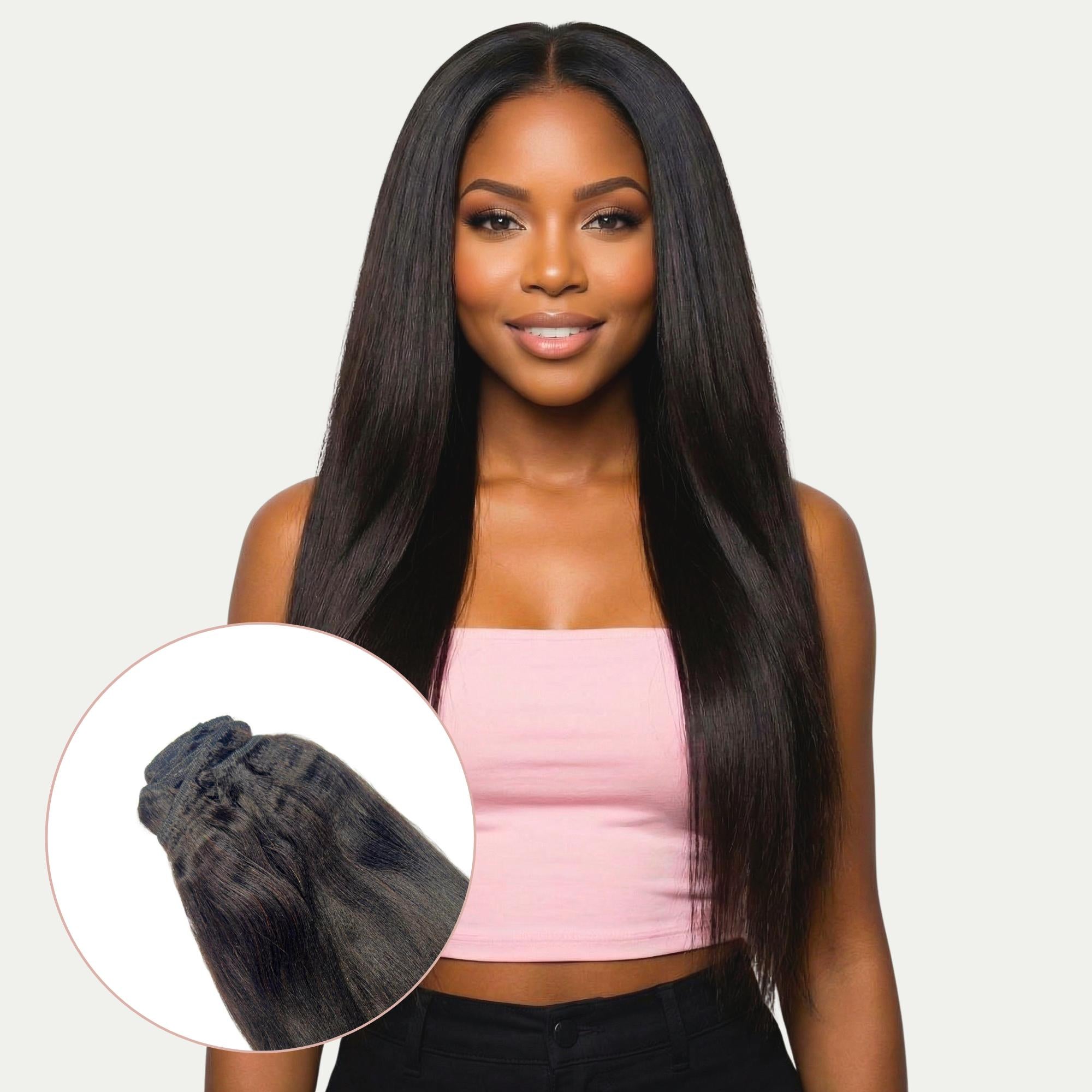Yaki Straight Clip-In 100% Human Hair Extensions by Private Label