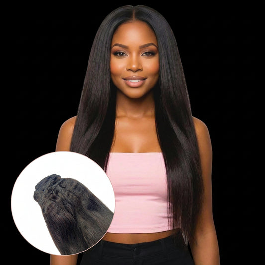 Yaki Straight Clip-In 100% Human Hair Extensions by Private Label
