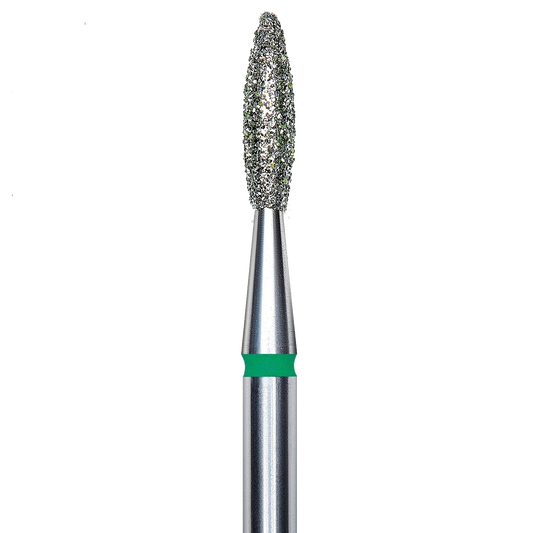 DIAMOND NAIL DRILL BIT, "FLAME", GREEN, HEAD DIAMETER 2.1/8MM (FA10G021/8) - STALEKS™
