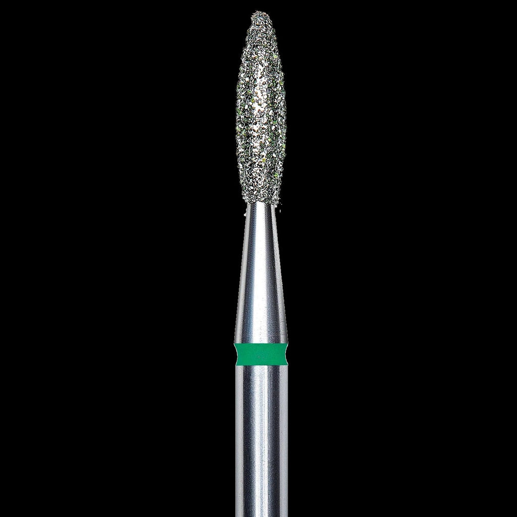 DIAMOND NAIL DRILL BIT, "FLAME", GREEN, HEAD DIAMETER 2.1/8MM (FA10G021/8) - STALEKS™ by kvadrat store