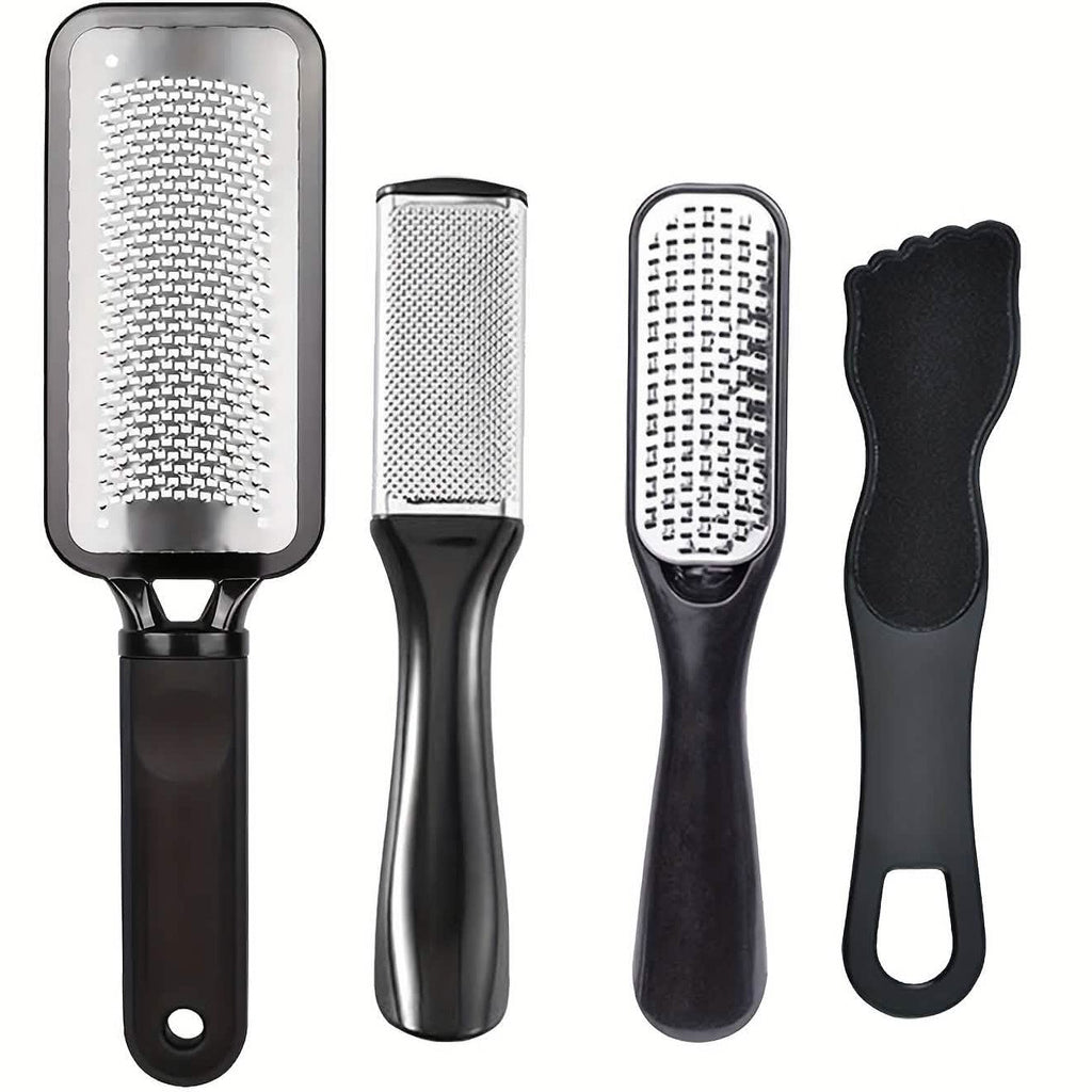 4-Piece Stainless Steel Foot File Set – Callus & Dead Skin Remover by DailySale