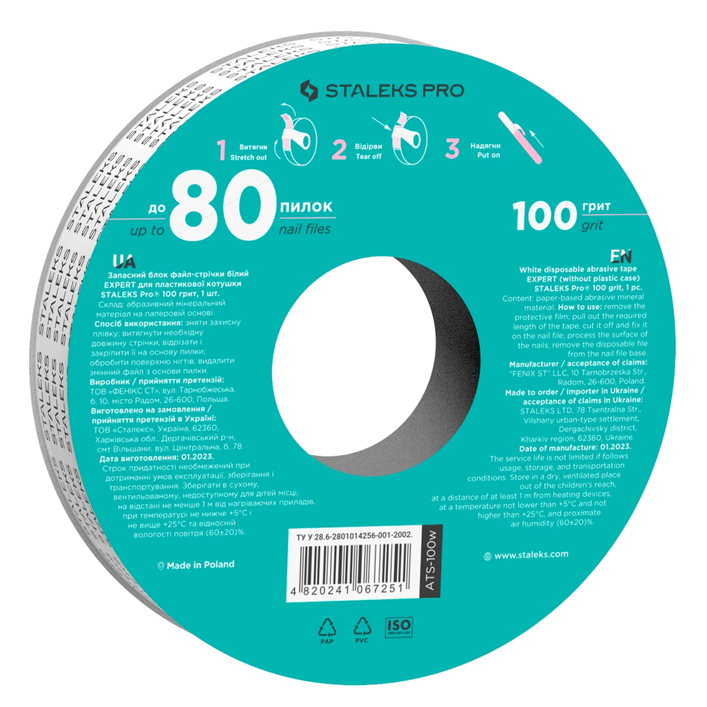 STALEKS PRO EXPERT REFILL ROLL FOR NAIL FILE WHITE (WITHOUT PLASTIC CASE) ATS - STALEKS™ by kvadrat store