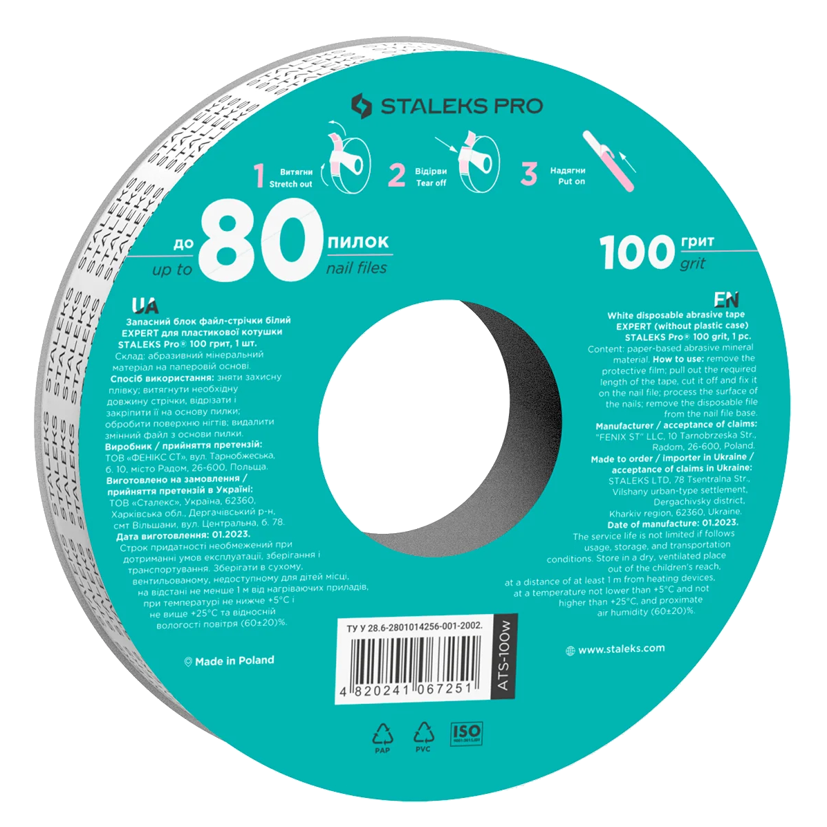 STALEKS PRO EXPERT REFILL ROLL FOR NAIL FILE WHITE (WITHOUT PLASTIC CASE) ATS - STALEKS™ by kvadrat store