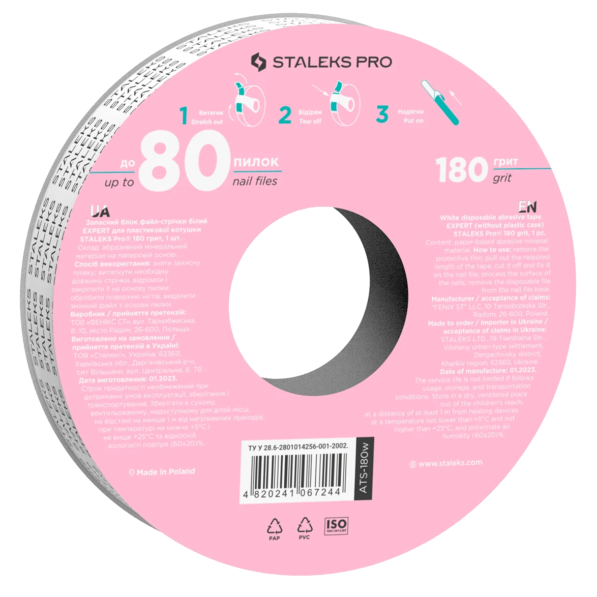 STALEKS PRO EXPERT REFILL ROLL FOR NAIL FILE WHITE (WITHOUT PLASTIC CASE) ATS - STALEKS™ by kvadrat store