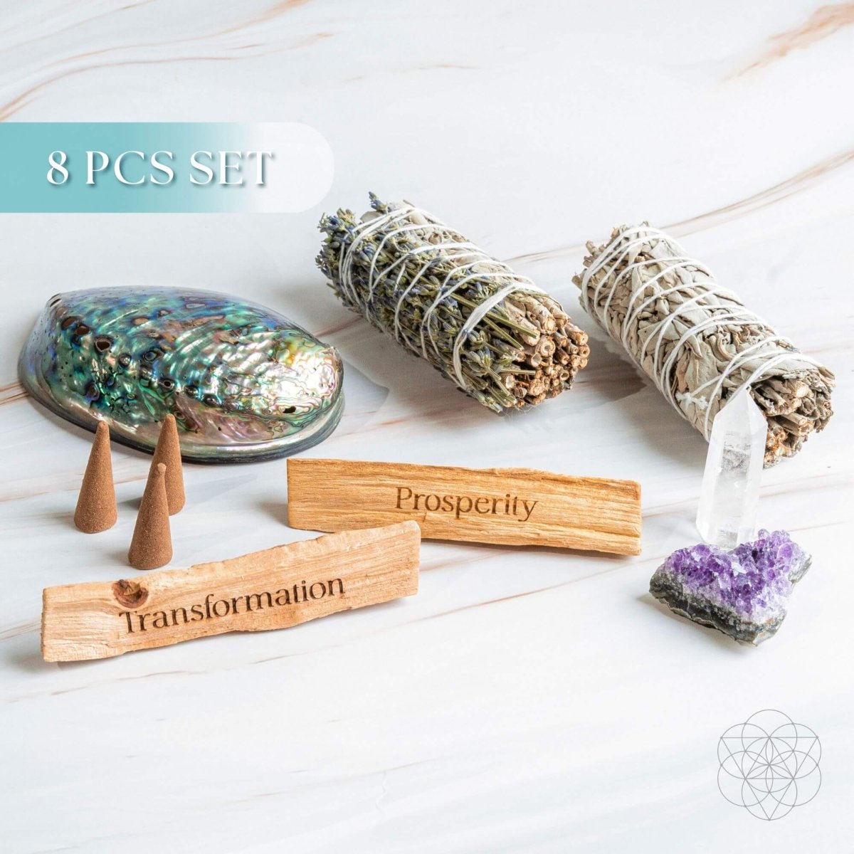Attract Abundance - Premium Manifestation Smudge Kit (8 Pieces) by Conscious Items