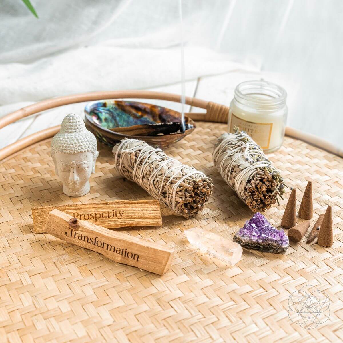 Attract Abundance - Premium Manifestation Smudge Kit (8 Pieces) by Conscious Items