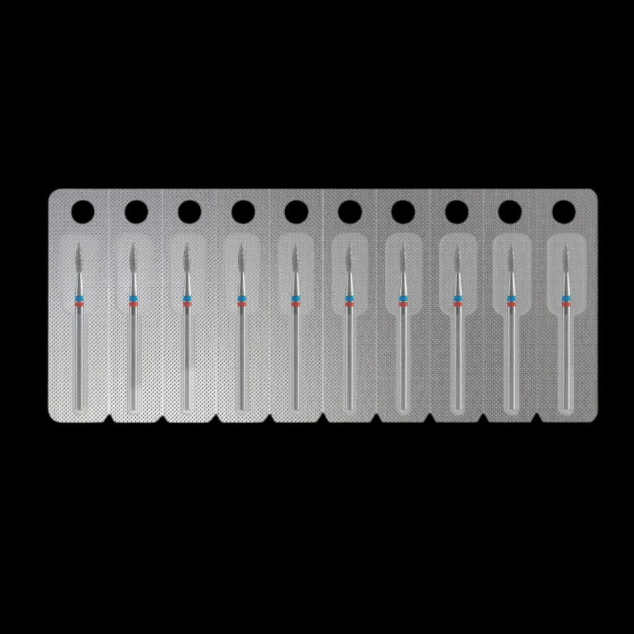 STALEKS - Diamond nail drill bit DUO "Pointed Flame" red-blue 2,1/8mm (FA11RB021/8) by kvadrat store