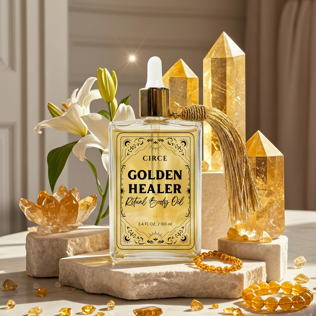 Healing Ritual Body Oil — Lavender & Chamomile Oil with Golden Healer Quartz