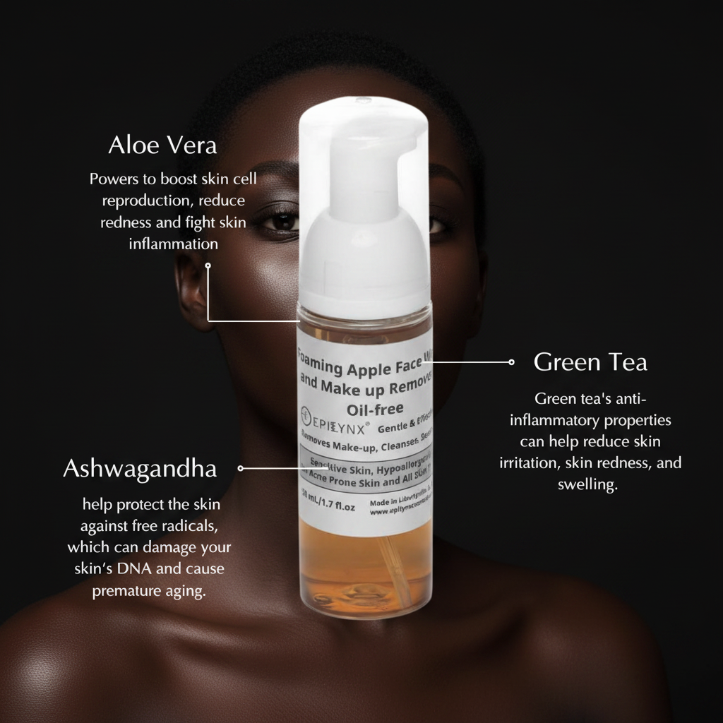 Gentle Foaming Facial Cleanser – Aloe, Apple & Ashwagandha for All Skin Types by EpiLynx