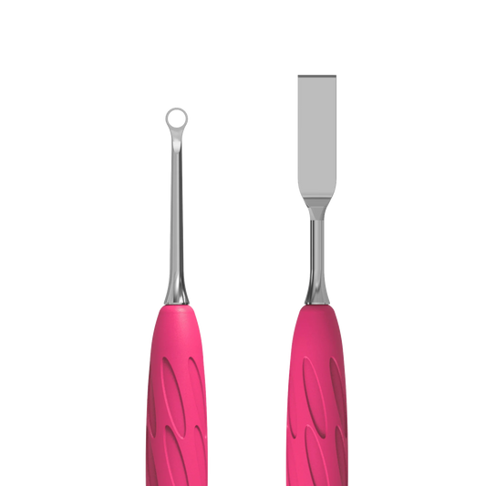 Manicure Pusher With Silicone Handle "Gummy" UNIQ 11 TYPE 1 (Flat Straight Pusher + Ring) PQ-11/1- STALEKS
