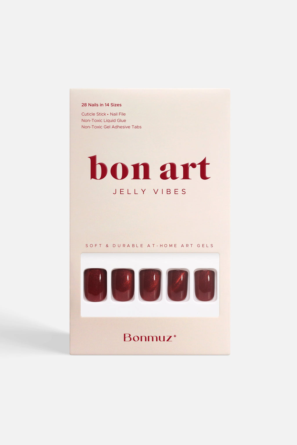 Starlite Red | Soft & Durable Press-On Nails by Bonmuz
