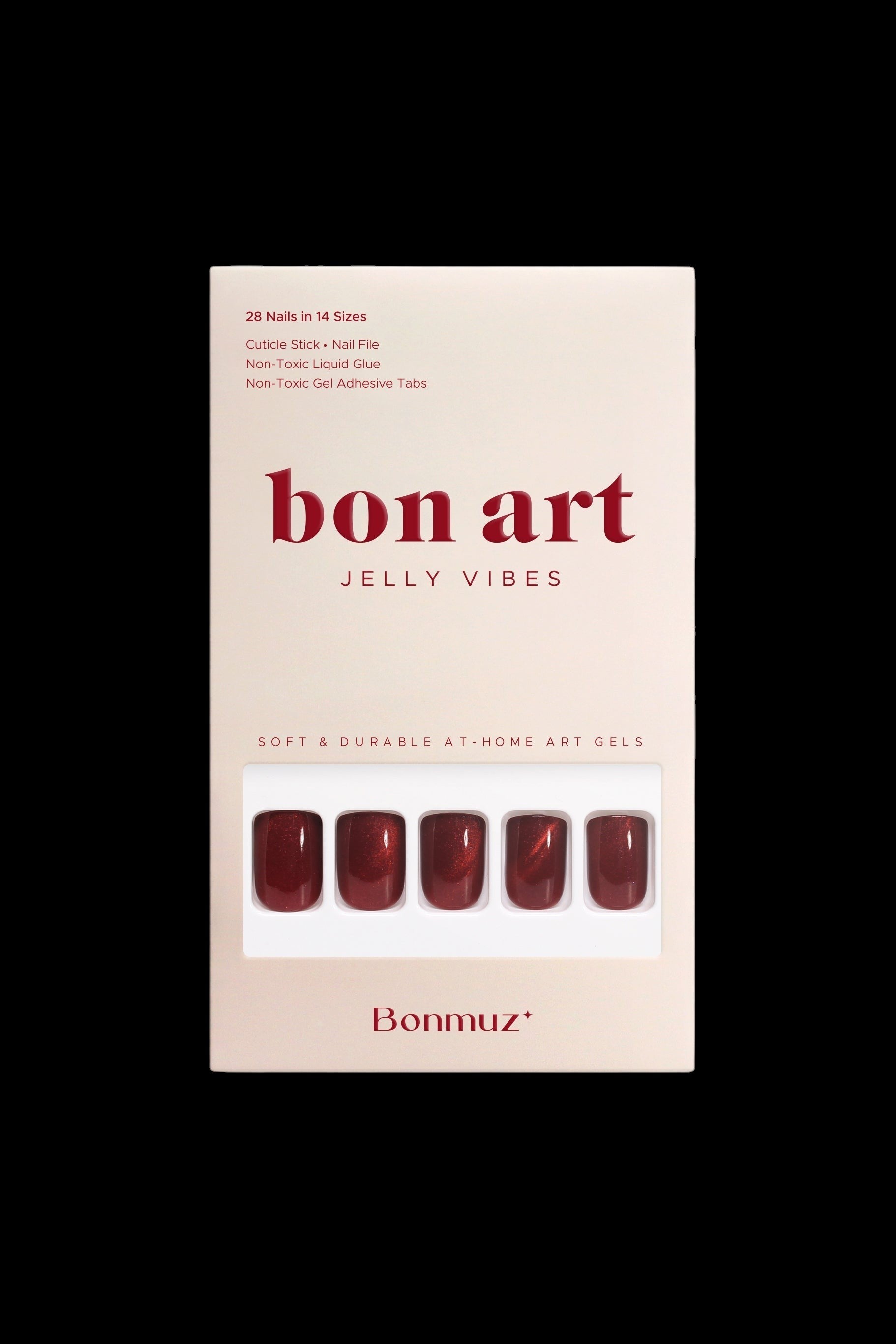 Starlite Red | Soft & Durable Press-On Nails by Bonmuz