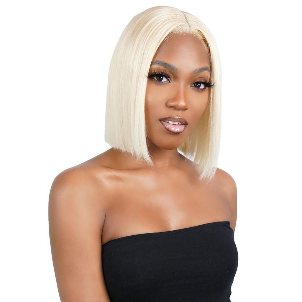 Blonde Straight 4x4 Transparent Lace 100% Human Hair Bob Wig by Private Label